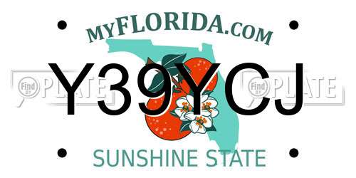Y39YCJ Florida License Plate