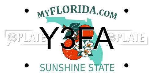 Y3FA Florida License Plate