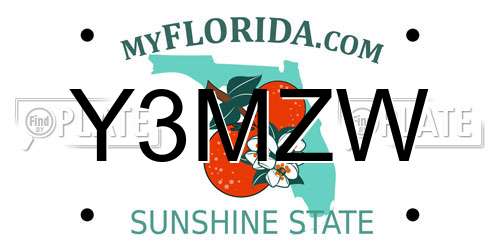 Y3MZW Florida License Plate