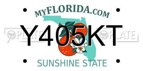 Y405KT Florida License Plate