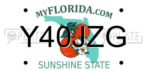 Y40JZG Florida License Plate
