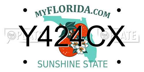 Y424CX Florida License Plate