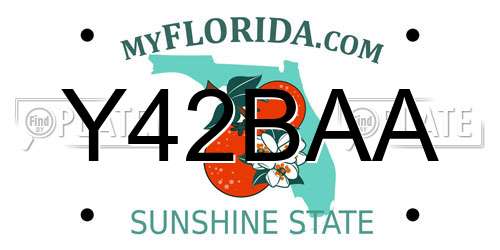Y42BAA Florida License Plate