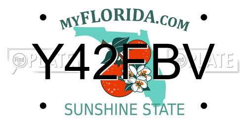 Y42FBV Florida License Plate