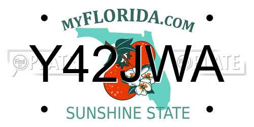Y42JWA Florida License Plate