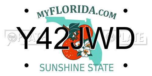 Y42JWD Florida License Plate