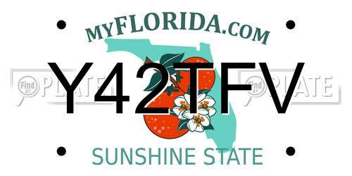 Y42TFV Florida License Plate