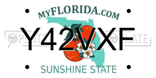 Y42VXF Florida License Plate
