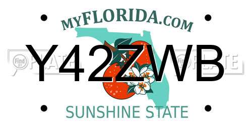 Y42ZWB Florida License Plate