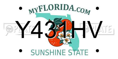 Y431HV Florida License Plate