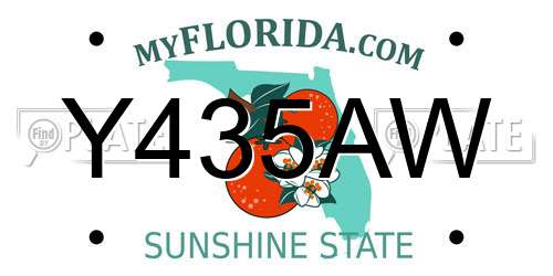 Y435AW Florida License Plate