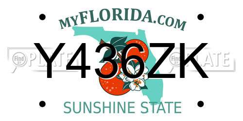 Y436ZK Florida License Plate