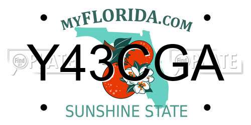 Y43CGA Florida License Plate