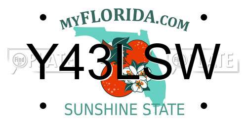 Y43LSW Florida License Plate