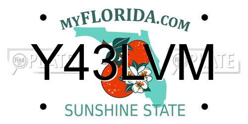 Y43LVM Florida License Plate
