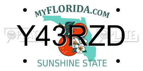 Y43RZD Florida License Plate