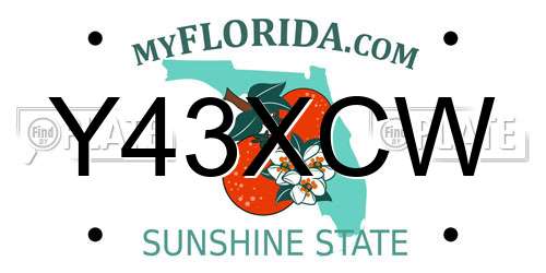 Y43XCW Florida License Plate