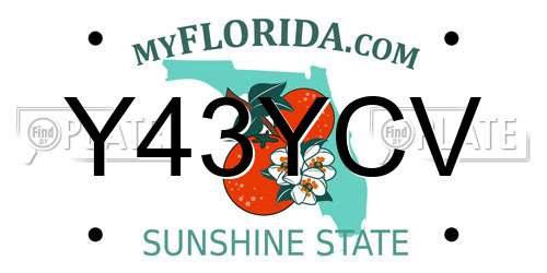 Y43YCV Florida License Plate