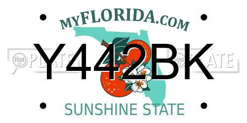 Y442BK Florida License Plate