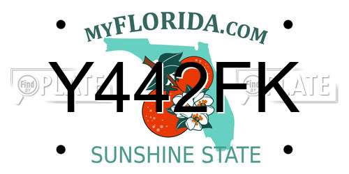 Y442FK Florida License Plate