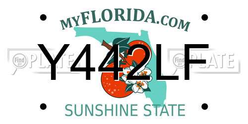 Y442LF Florida License Plate