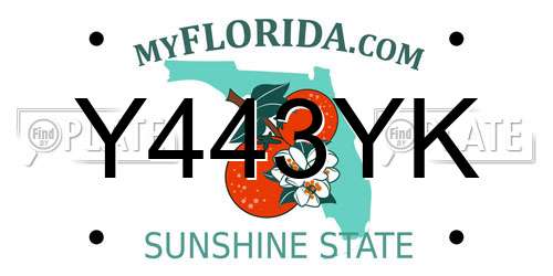 Y443YK Florida License Plate