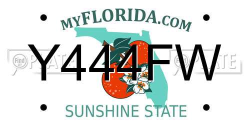 Y444FW Florida License Plate