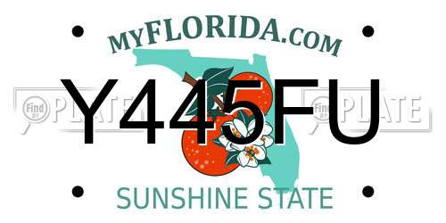 Y445FU Florida License Plate