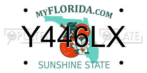Y446LX Florida License Plate
