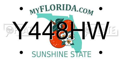 Y448HW Florida License Plate