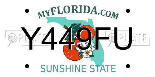 Y449FU Florida License Plate