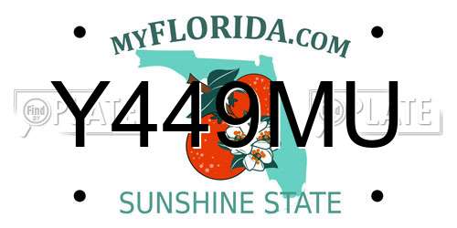 Y449MU Florida License Plate