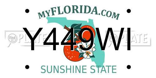 Y449WI Florida License Plate