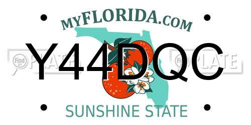 Y44DQC Florida License Plate