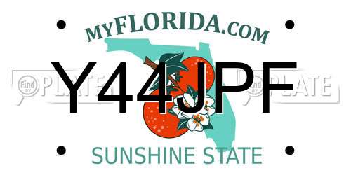 Y44JPF Florida License Plate