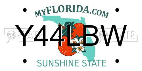 Y44LBW Florida License Plate