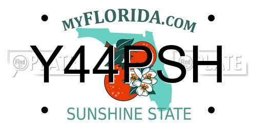 Y44PSH Florida License Plate