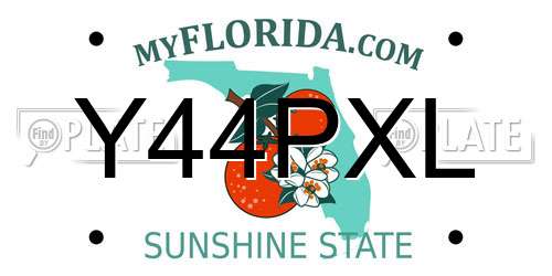 Y44PXL Florida License Plate