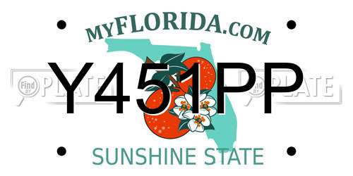 Y451PP Florida License Plate