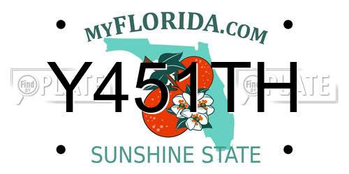 Y451TH Florida License Plate