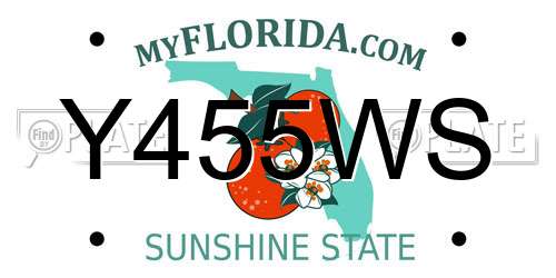 Y455WS Florida License Plate