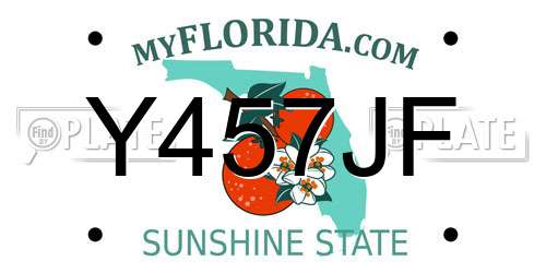 Y457JF Florida License Plate