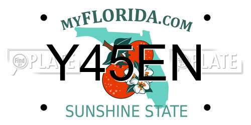 Y45EN Florida License Plate