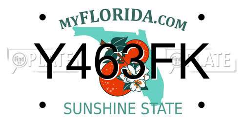 Y463FK Florida License Plate