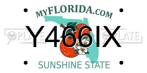 Y466IX Florida License Plate