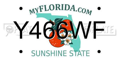 Y466WF Florida License Plate