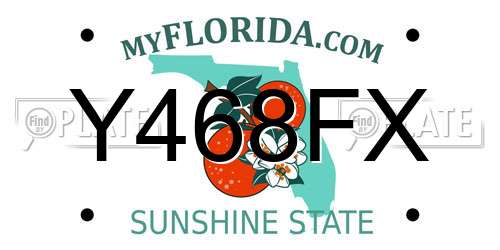 Y468FX Florida License Plate