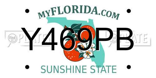 Y469PB Florida License Plate