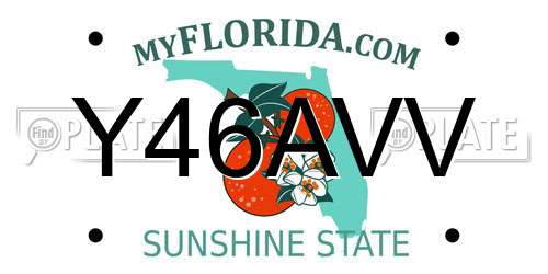 Y46AVV Florida License Plate