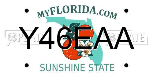 Y46EAA Florida License Plate